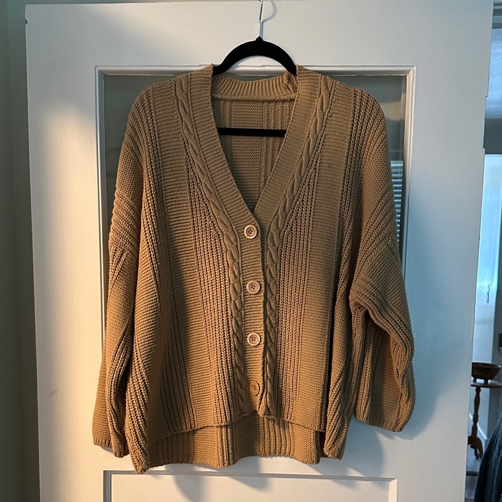 Tan Cable Knit Women's Sweater